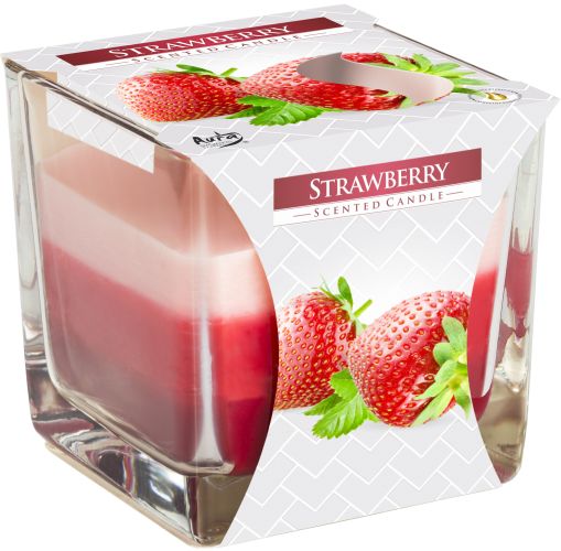 Rainbow Glass Jar Candle, Strawberry, showing the distinctive design – rainbow jar candle product image 1