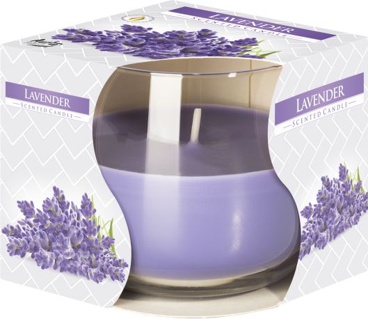 Scented Glass Jar Candle, Lavender, showing the distinctive design – scented candle product image 1