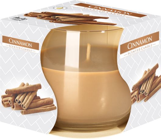 Scented Glass Jar Candle, Cinnamon, showing the distinctive design – scented candle product image 1
