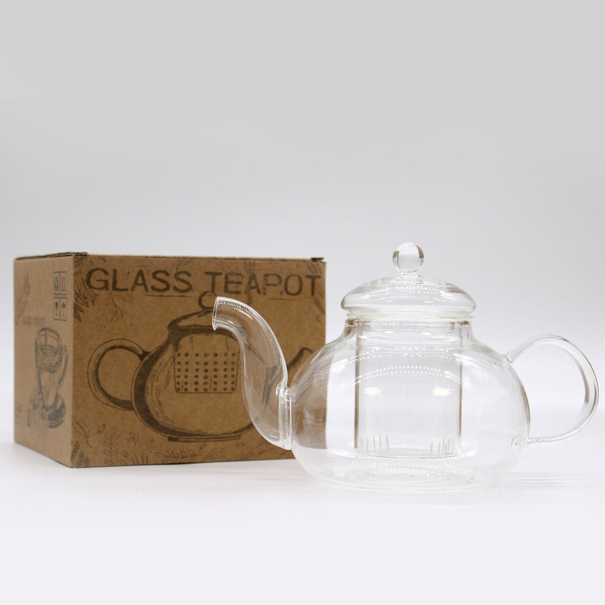 Glass Infuser Teapot, Round Pearl, 800ml, showing the distinctive design – glass infuser teapot product image 10