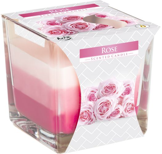Rainbow Glass Jar Candle, Rose, showing the distinctive design – rainbow jar candle product image 1