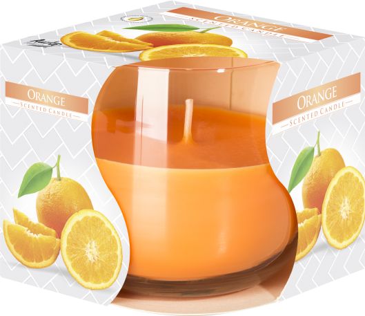 Scented Glass Jar Candle, Orange, showing the distinctive design – scented candle product image 1