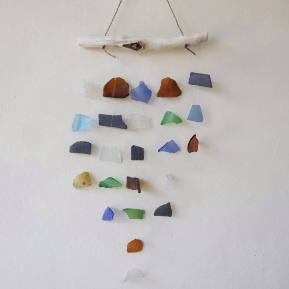 Five-String Recycled Glass Wind Chime, Multicolour Garden Decor, showing the distinctive design – recycled glass wind chime product image 6