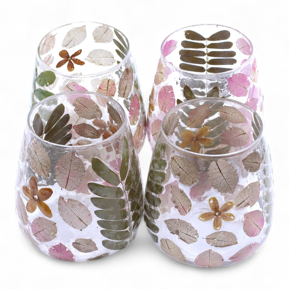 Primavera Botanical Recycled Glass Candle Holder – 12x11cm product image 13, showing the distinctive design and materials