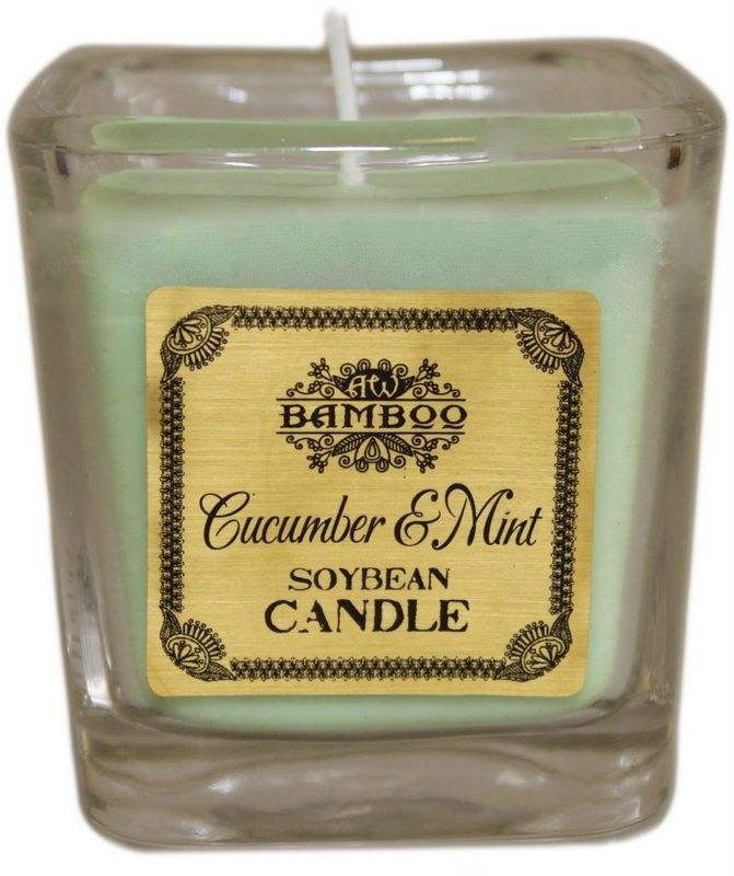 Soy Wax Jar Candle, Cucumber and Mint, showing the distinctive design – soy wax candle product image 19