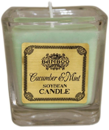Soy Wax Jar Candle, Cucumber and Mint, showing the distinctive design – soy wax candle product image 19