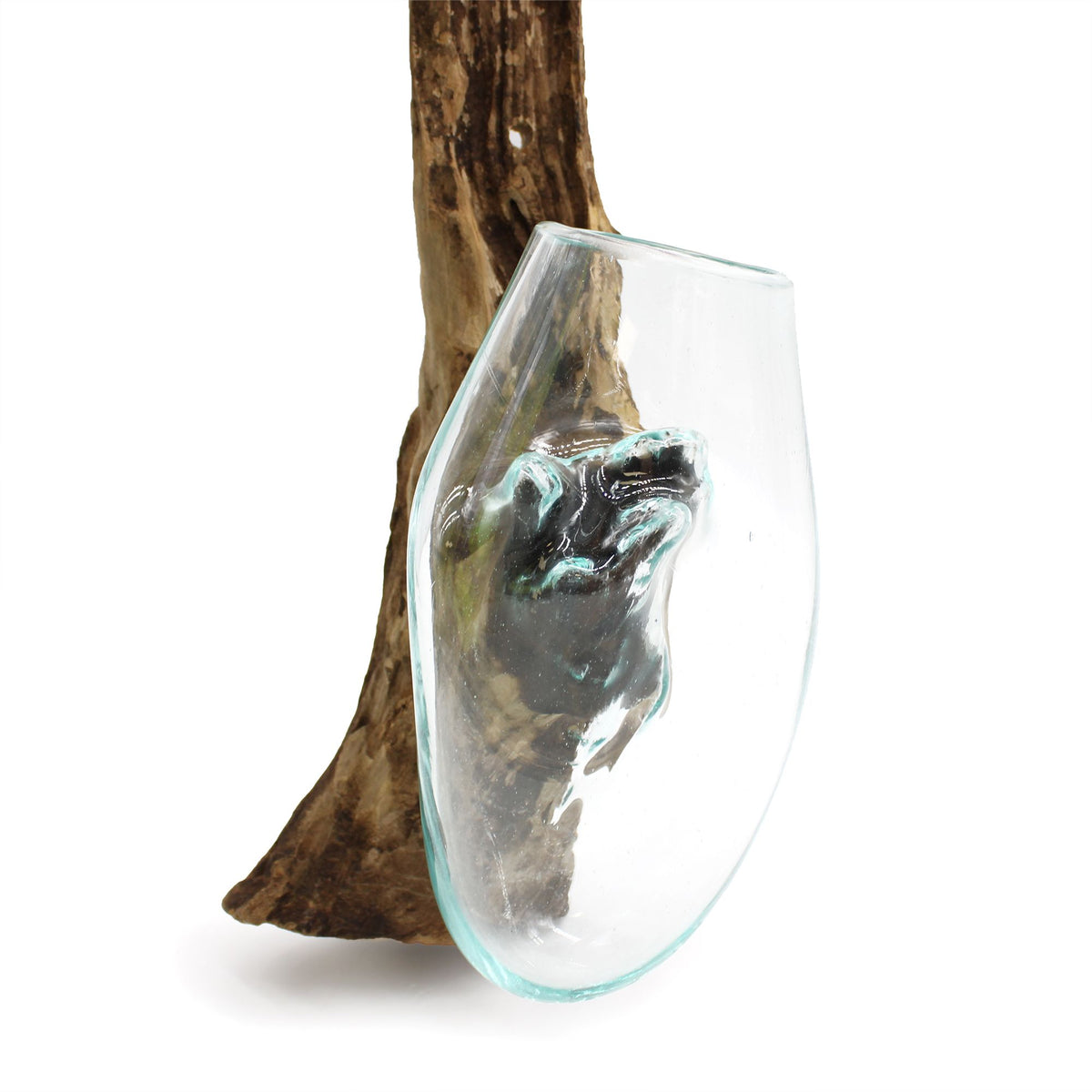 Hanging Sculptural Molten Glass Bowl, Artisan Decorative Bowl, showing the distinctive design – molten glass home decor product image 8