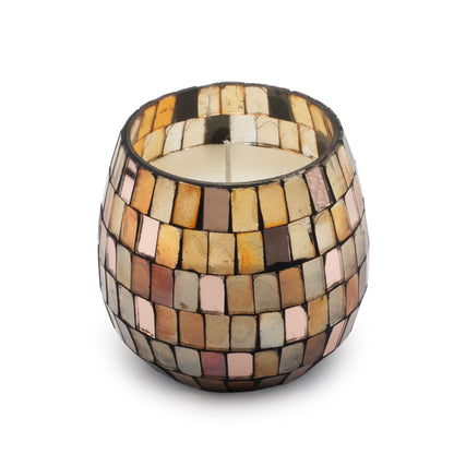 Small Decorative Glass Jar Candle – Amber Mosaic product image 1, showing the distinctive design and materials