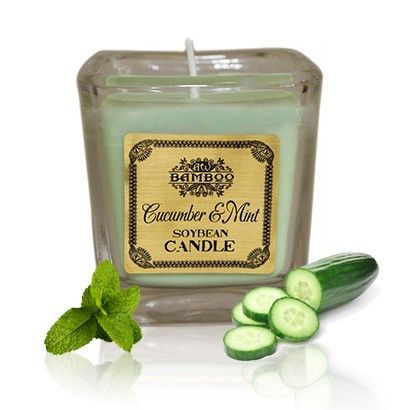 Soy Wax Jar Candle, Cucumber and Mint, showing the distinctive design – soy wax candle product image 18