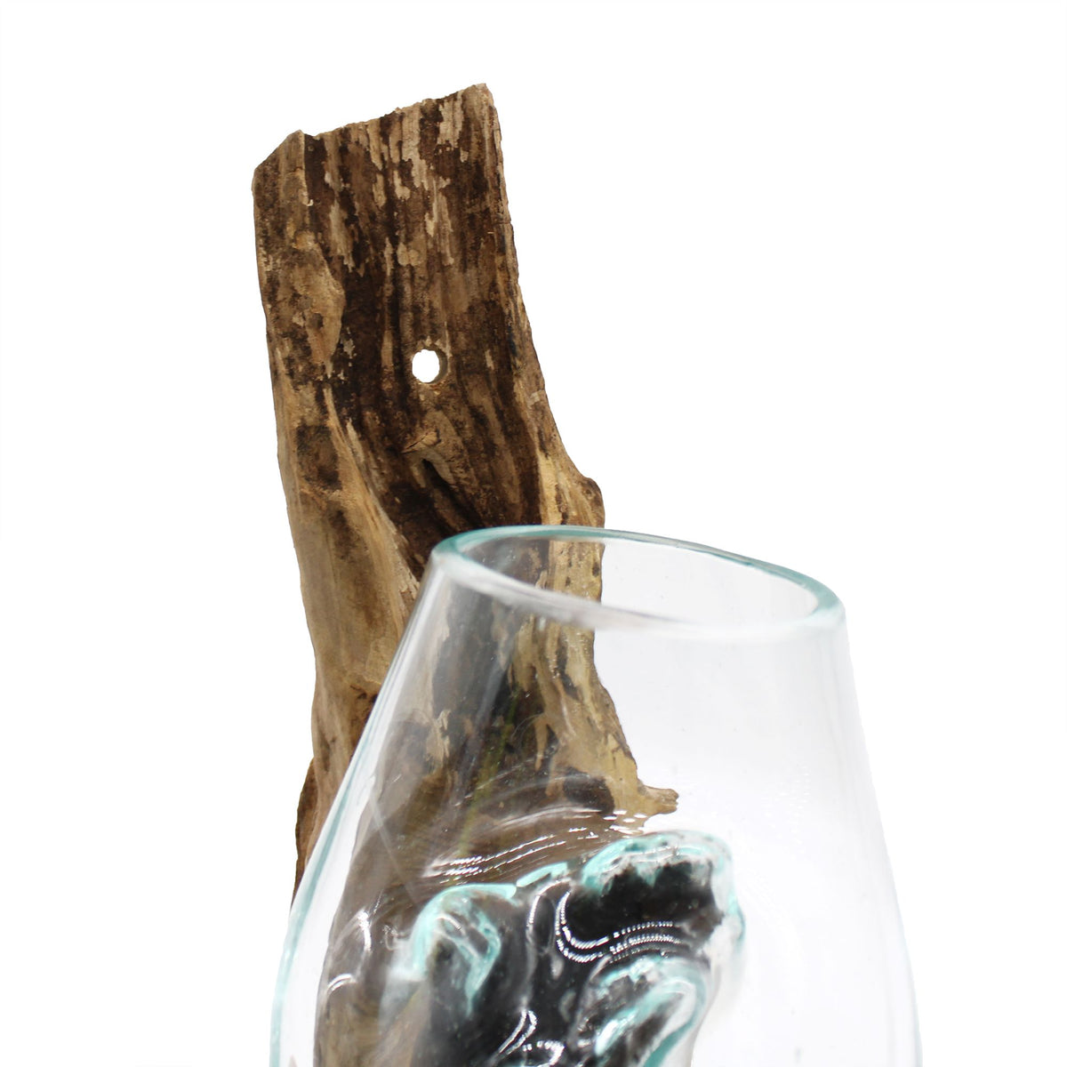 Hanging Sculptural Molten Glass Bowl, Artisan Decorative Bowl, showing the distinctive design – molten glass home decor product image 4