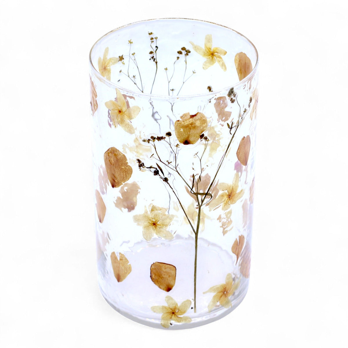 Natural Floral Recycled Glass Candle Holder, Rose (19x11cm), showing the distinctive design – floral glass candle holder product image 9