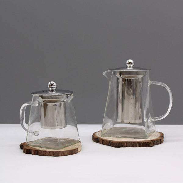 Glass Infuser Teapot, Tower Shape, 350ml, showing the distinctive design – glass infuser teapot product image 1
