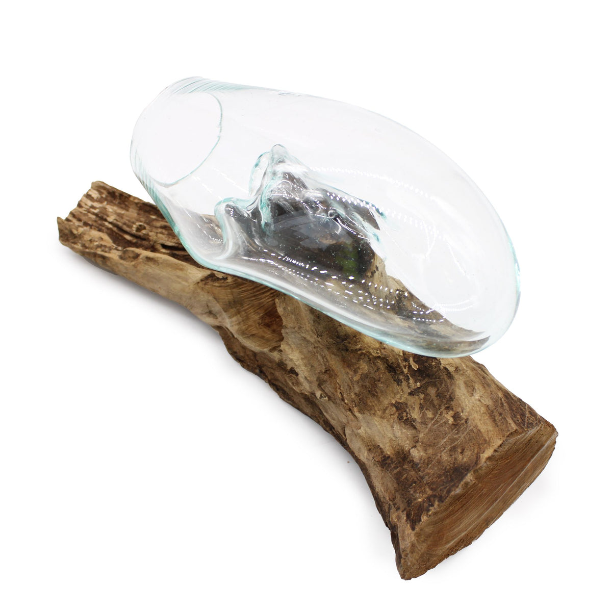 Hanging Sculptural Molten Glass Bowl, Artisan Decorative Bowl, showing the distinctive design – molten glass home decor product image 5
