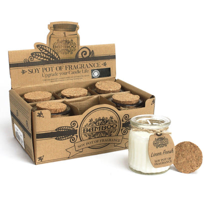 Linen Fresh Scented Soy Wax Pot Candle, showing the distinctive design – scented soy candle product image 4
