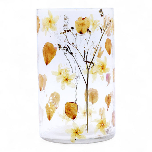 Natural Floral Recycled Glass Candle Holder, Rose (19x11cm), showing the distinctive design – floral glass candle holder product image 1