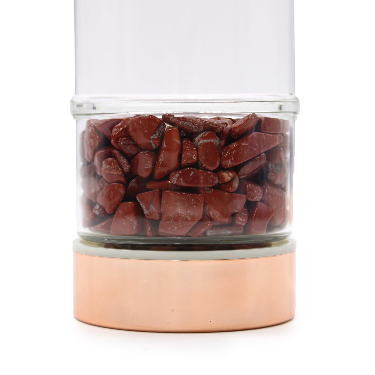 Crystal Glass Tea Infuser Bottle, Rose Gold - Red Jasper, showing the distinctive design – glass tea infuser bottle product image 3