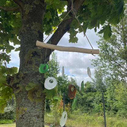 Recycled Bottle Glass Wind Chime, Assorted Outdoor Garden, showing the distinctive design – recycled glass wind chime product image 5
