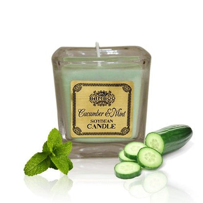 Soy Wax Jar Candle, Cucumber and Mint, showing the distinctive design – soy wax candle product image 17
