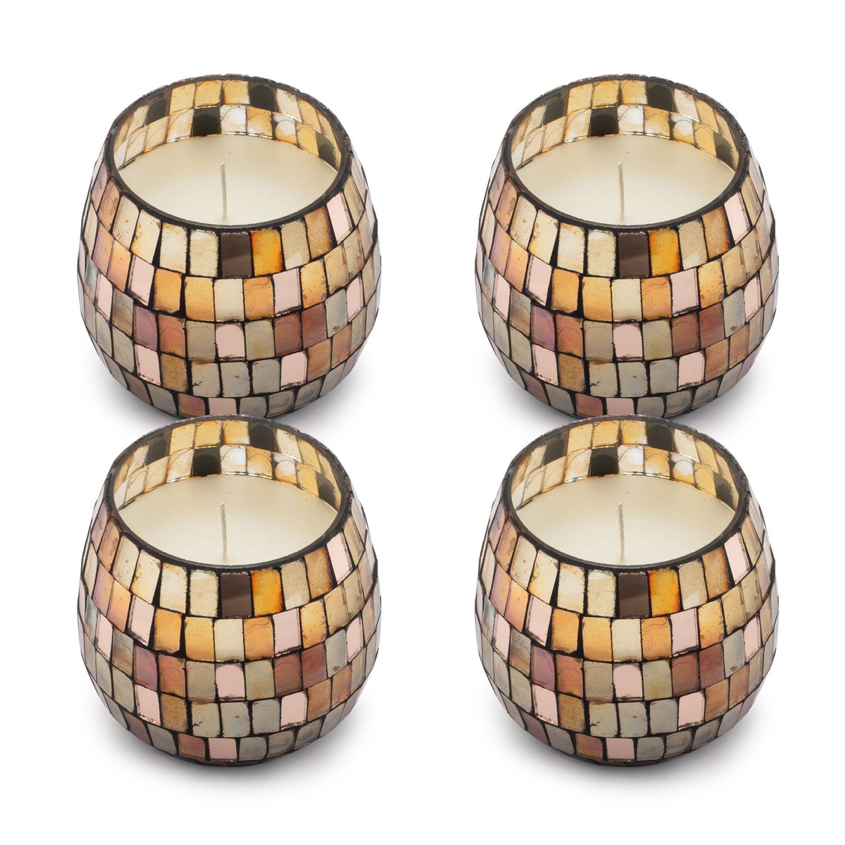 Small Decorative Glass Jar Candle – Amber Mosaic product image 4, showing the distinctive design and materials