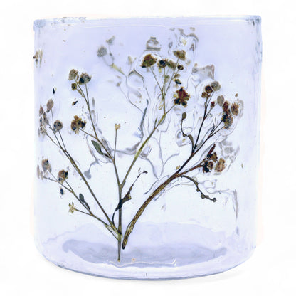 Natural Floral Recycled Glass Candle Holder, Margarita (8x8cm), showing the distinctive design – floral glass candle holder product image 4