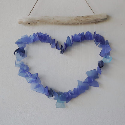 Blue Love Recycled Glass Wind Chime, showing the distinctive design – recycled glass wind chime product image 3