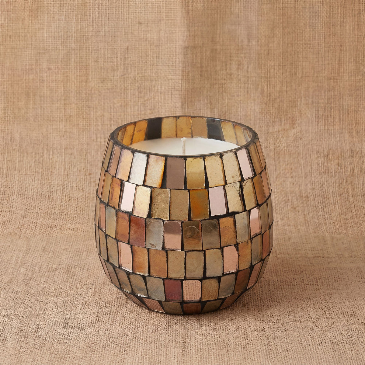 Small Decorative Glass Jar Candle – Amber Mosaic product image 5, showing the distinctive design and materials