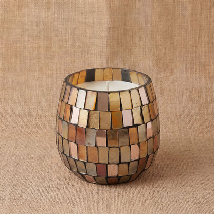 Small Decorative Glass Jar Candle – Amber Mosaic product image 5, showing the distinctive design and materials