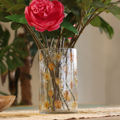 Natural Floral Recycled Glass Candle Holder, Rose (19x11cm), showing the distinctive design – floral glass candle holder product image 3