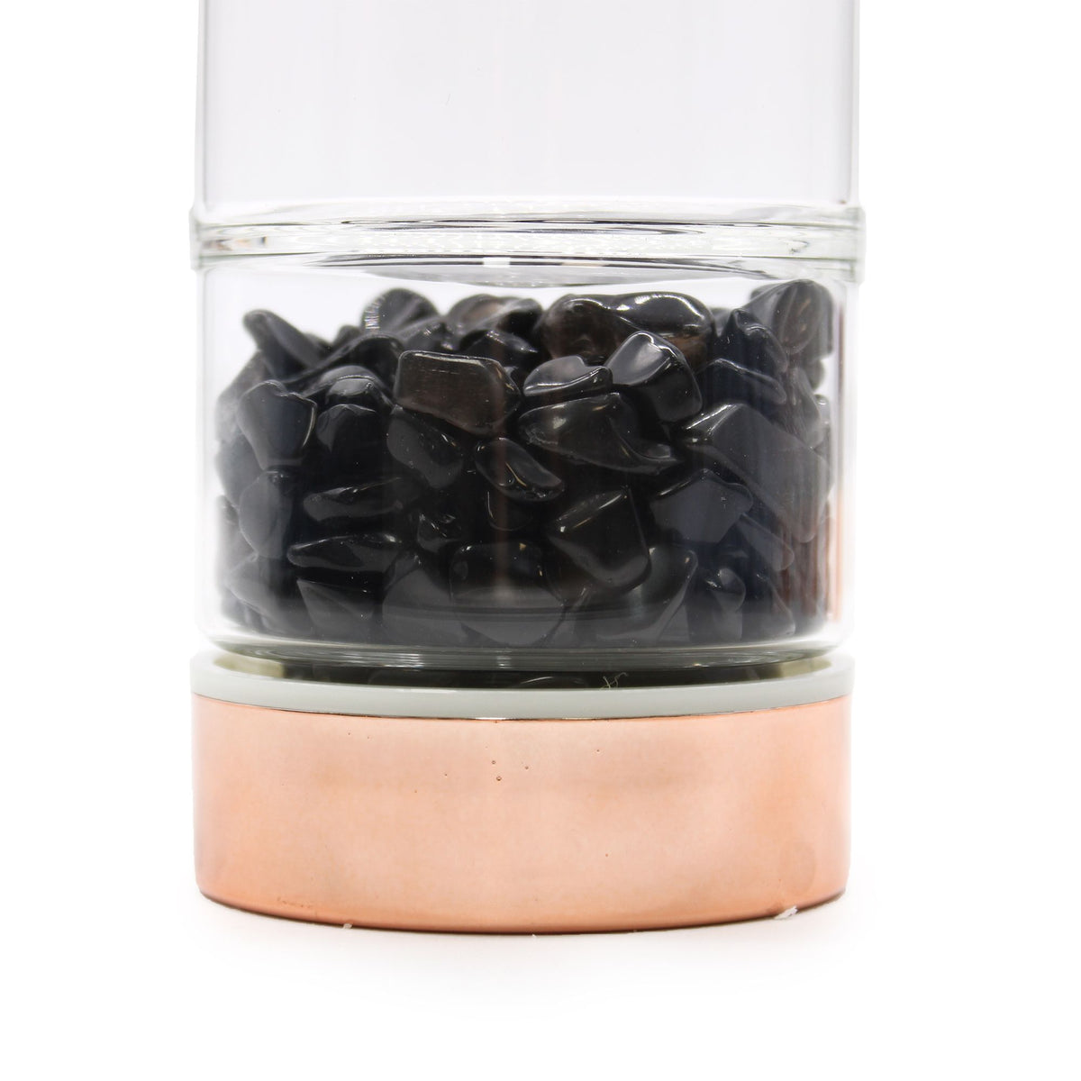 Crystal Glass Tea Infuser Bottle, Rose Gold - Onyx, showing the distinctive design – glass tea infuser bottle product image 4