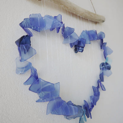 Blue Love Recycled Glass Wind Chime, showing the distinctive design – recycled glass wind chime product image 2