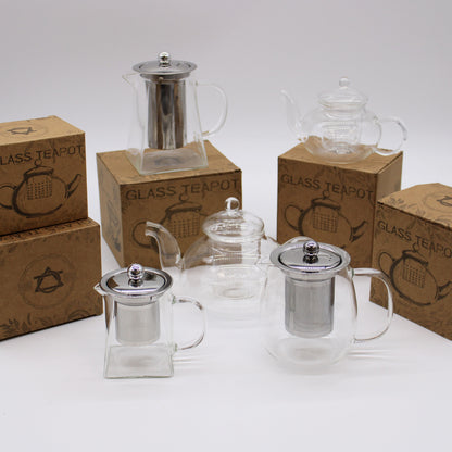 Glass Infuser Teapot, Round Pearl, 800ml, showing the distinctive design – glass infuser teapot product image 8
