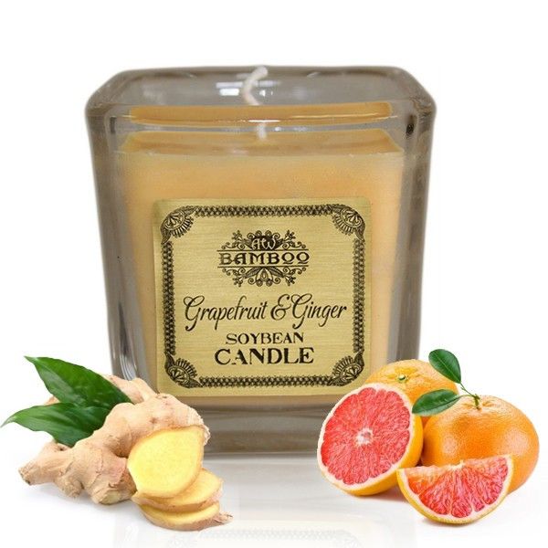 Soy Wax Jar Candle, Grapefruit and Ginger, showing the distinctive design – soy wax candle product image 20