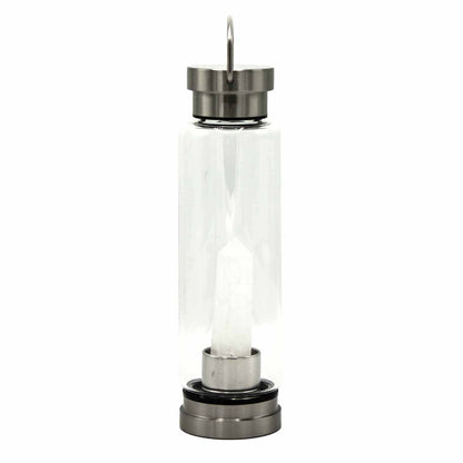 500 ml Crystal Infused Glass Water Bottle, Clear Quartz - Obelisk, showing the distinctive design – crystal water bottle product image 7