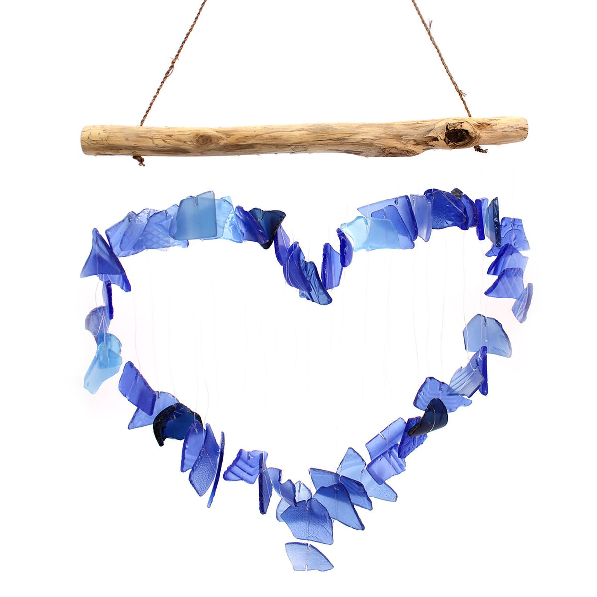 Blue Love Recycled Glass Wind Chime, showing the distinctive design – recycled glass wind chime product image 4