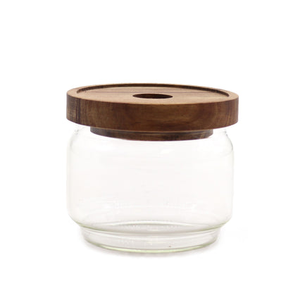 Glass Storage Jar with Bamboo Lid – 7cm product image 1, showing the distinctive design and materials