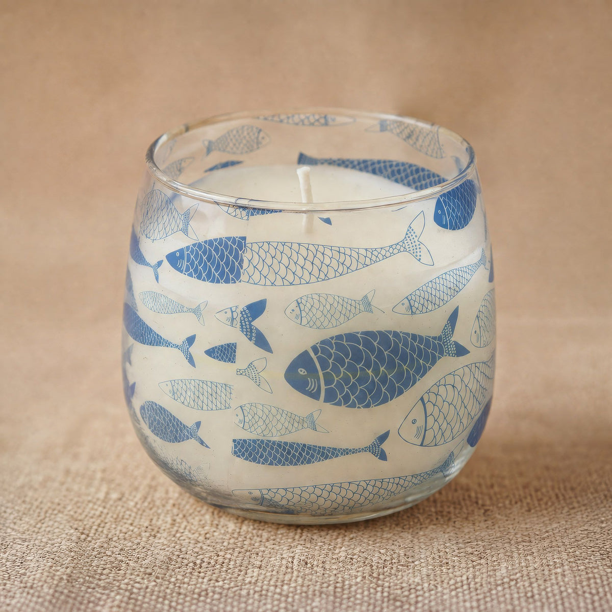 Medium Decorative Glass Jar Candle – Seabreeze product image 3, showing the distinctive design and materials