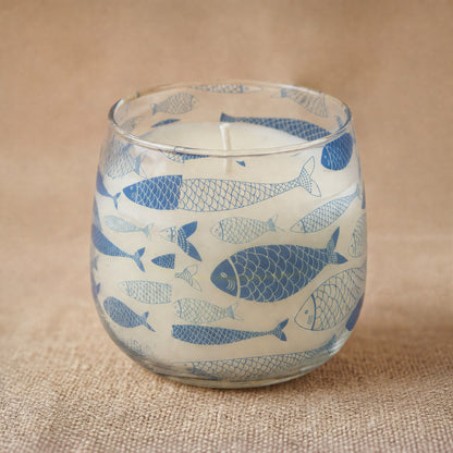Medium Decorative Glass Jar Candle – Seabreeze product image 3, showing the distinctive design and materials