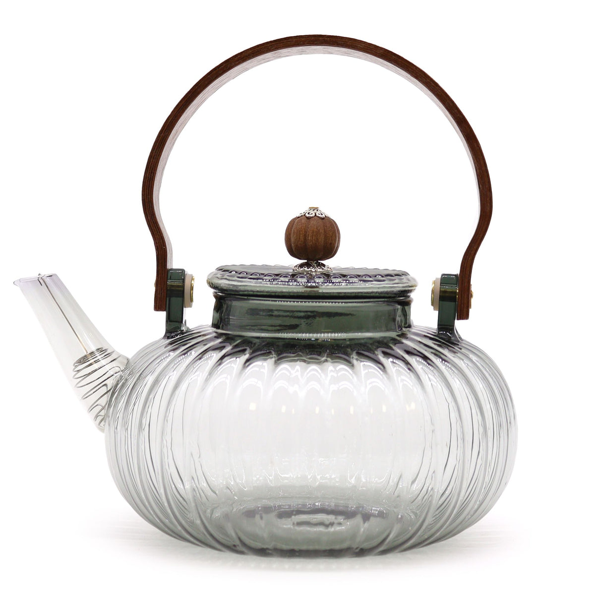 Glass Infuser Teapot, Charcoal Ribbed Pearl, 950ml, showing the distinctive design – glass infuser teapot product image 3