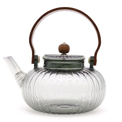 Glass Infuser Teapot, Charcoal Ribbed Pearl, 950ml, showing the distinctive design – glass infuser teapot product image 3