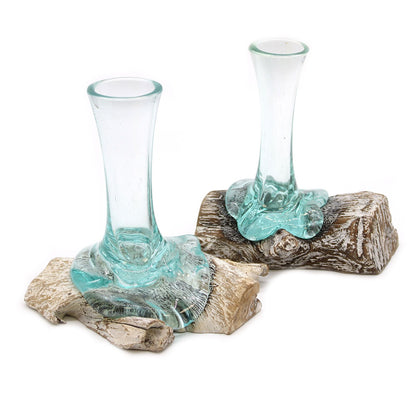 Small Molten Glass Vase on Whitewashed Wood product image 4, showing the distinctive design and materials