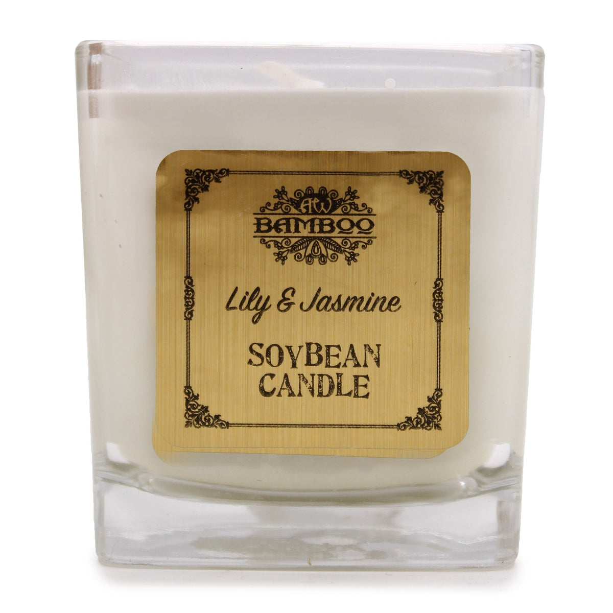 Soy Wax Jar Candle, Lily and Jasmine, showing the distinctive design – soy wax candle product image 2
