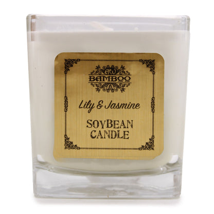 Soy Wax Jar Candle, Lily and Jasmine, showing the distinctive design – soy wax candle product image 2