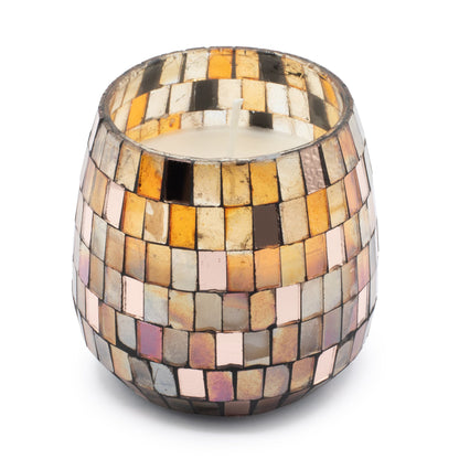 Medium Decorative Glass Jar Candle – Amber Mosaic product image 4, showing the distinctive design and materials