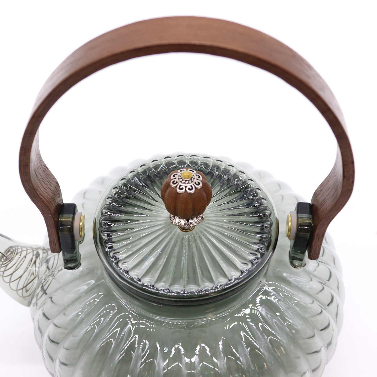 Glass Infuser Teapot, Charcoal Ribbed Pearl, 950ml, showing the distinctive design – glass infuser teapot product image 2