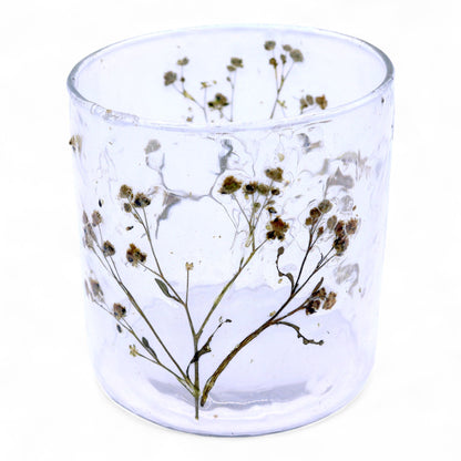 Natural Floral Recycled Glass Candle Holder, Margarita (8x8cm), showing the distinctive design – floral glass candle holder product image 2