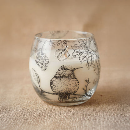 Small Decorative Glass Jar Candle – Drawn by Flame product image 5, showing the distinctive design and materials