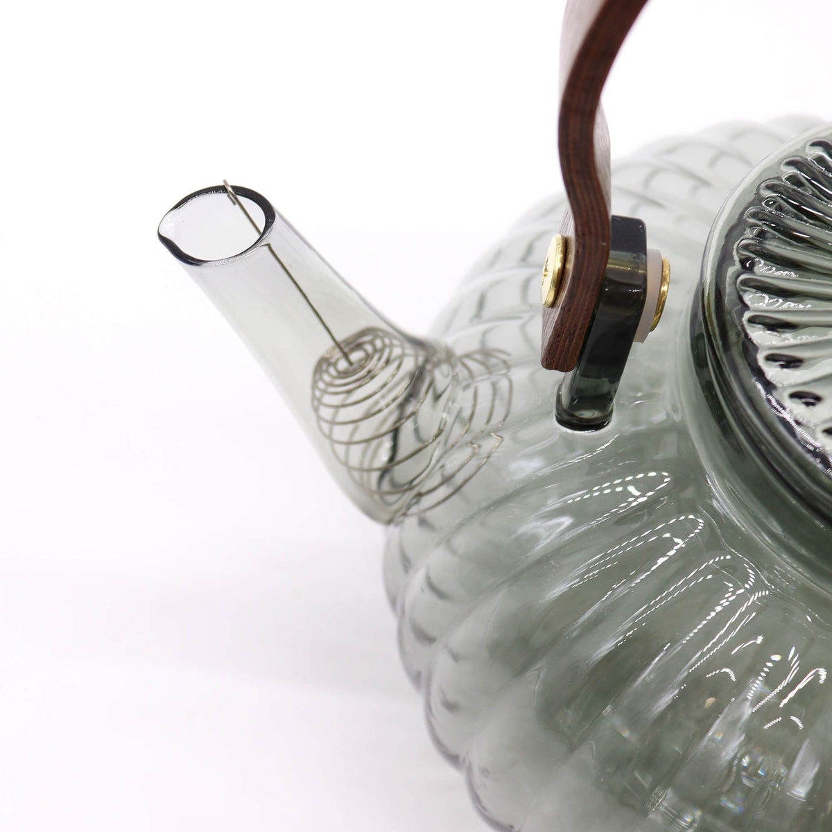Glass Infuser Teapot, Charcoal Ribbed Pearl, 950ml, showing the distinctive design – glass infuser teapot product image 1