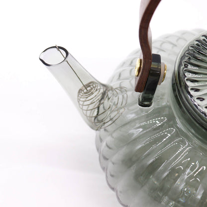 Glass Infuser Teapot, Charcoal Ribbed Pearl, 950ml, showing the distinctive design – glass infuser teapot product image 1