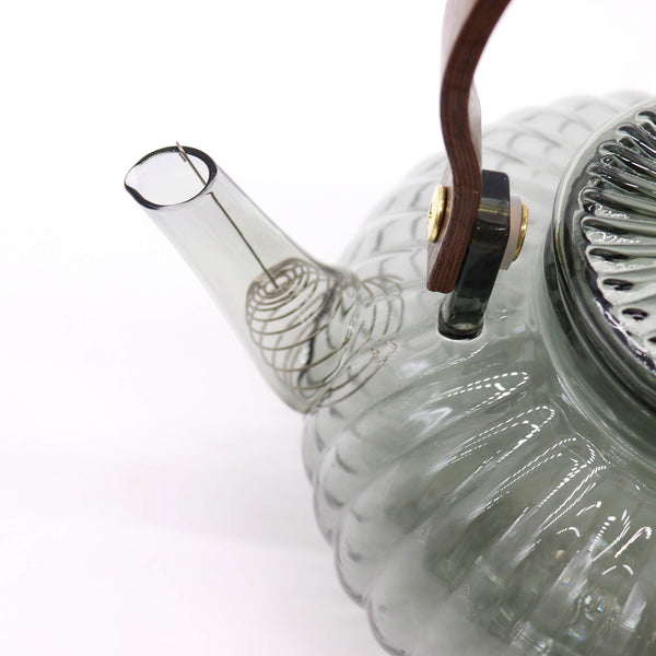 Glass Infuser Teapot, Charcoal Ribbed Pearl, 950ml, showing the distinctive design – glass infuser teapot product image 1