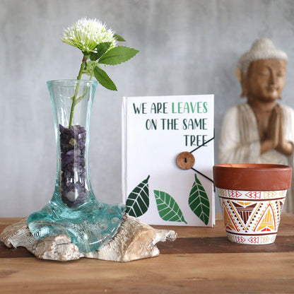 Small Molten Glass Vase on Whitewashed Wood product image 5, showing the distinctive design and materials